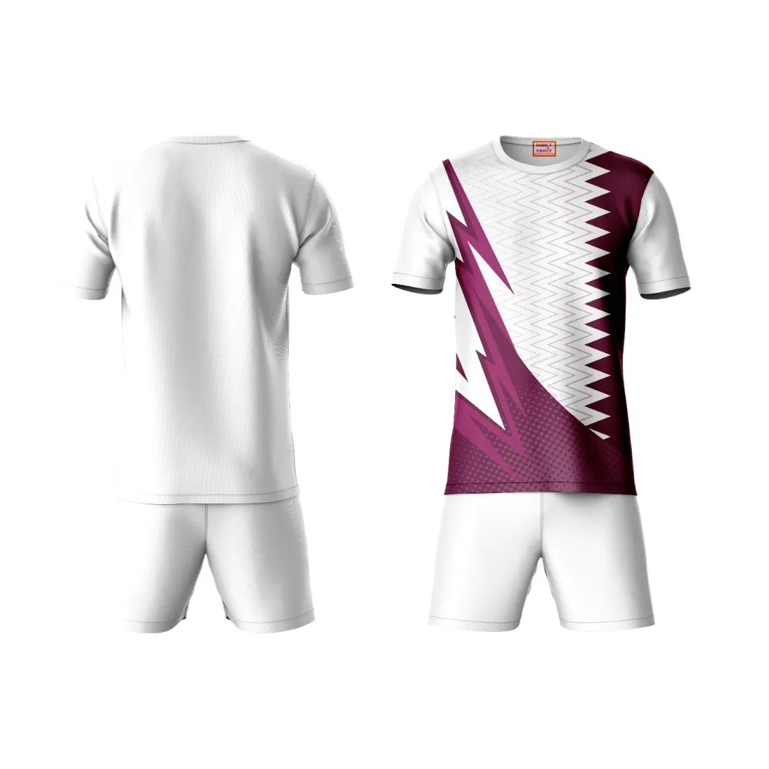 Next Print Round neck jersey white with shorts NPTS60