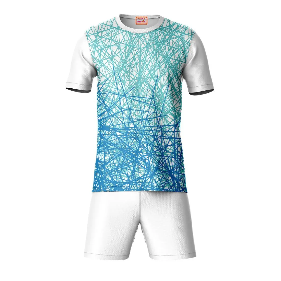 Next Print Round neck jersey white with shorts NPTS69