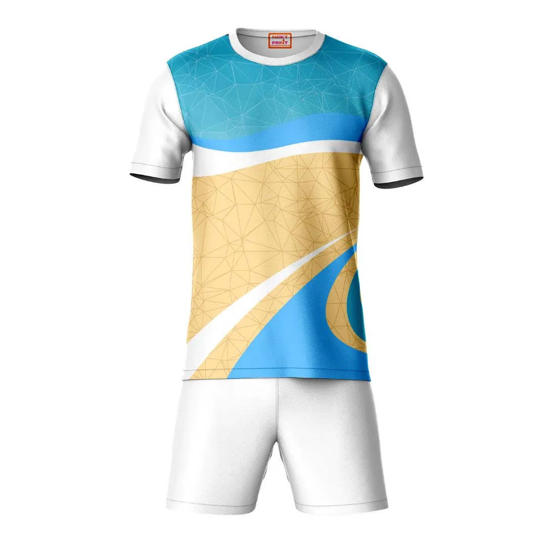 Next Print Round neck jersey white with shorts NPTS86