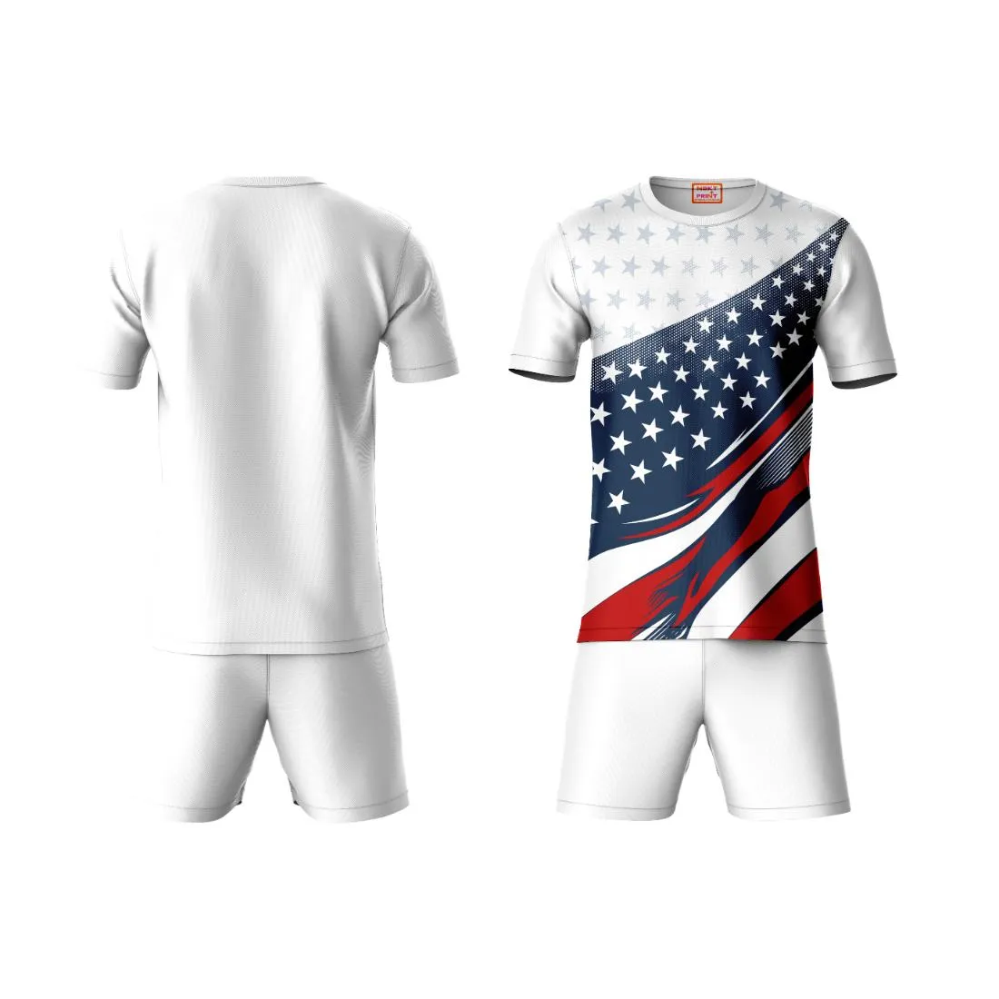 Next Print Round neck jersey white with shorts NPTS93