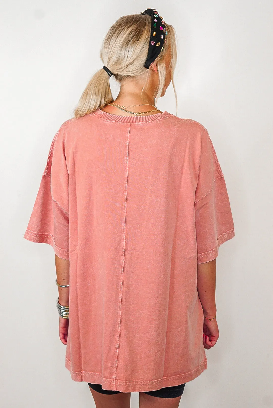 Perfectly Oversized Washed Coral Top