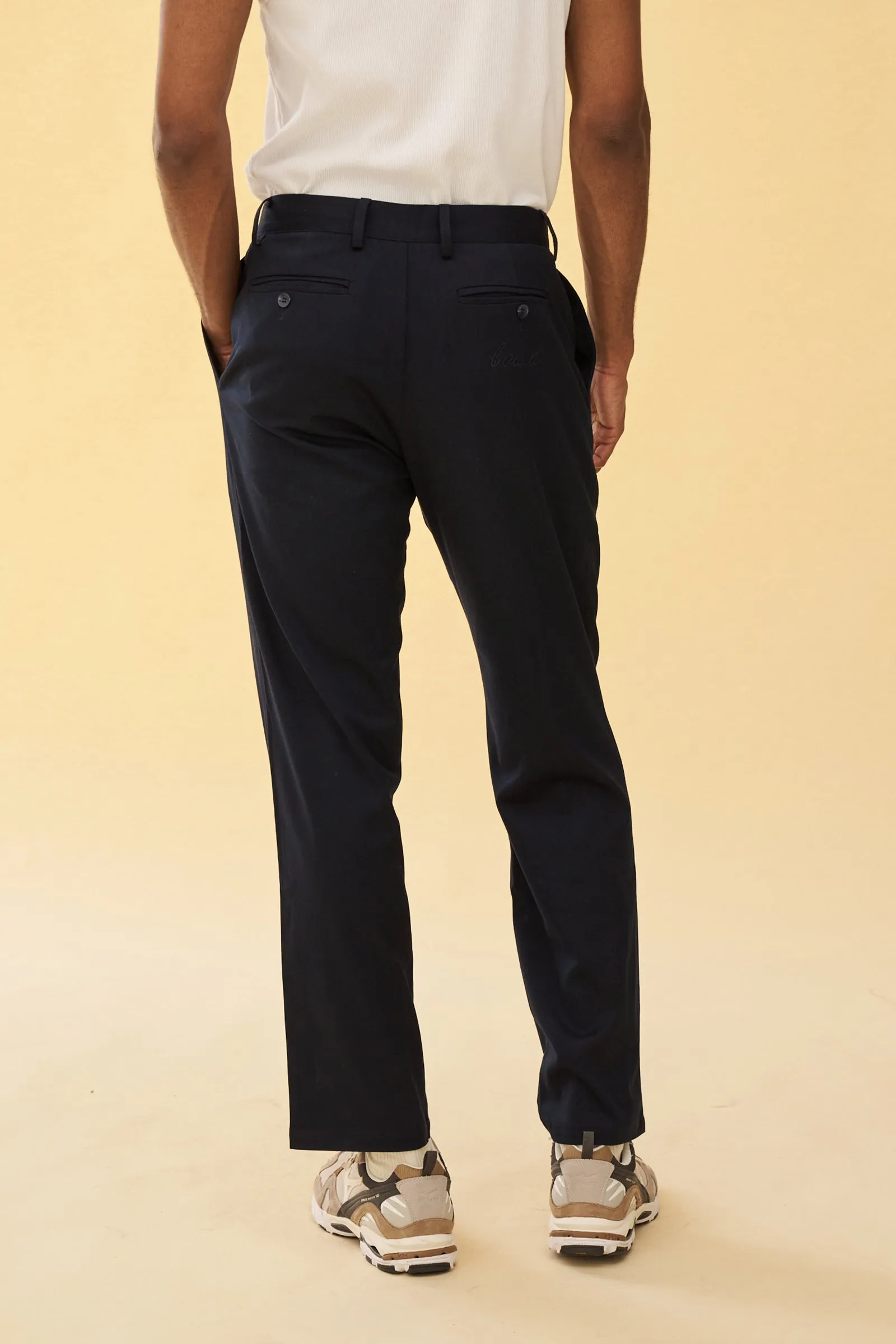 PLEATED SMART TROUSERS - NAVY