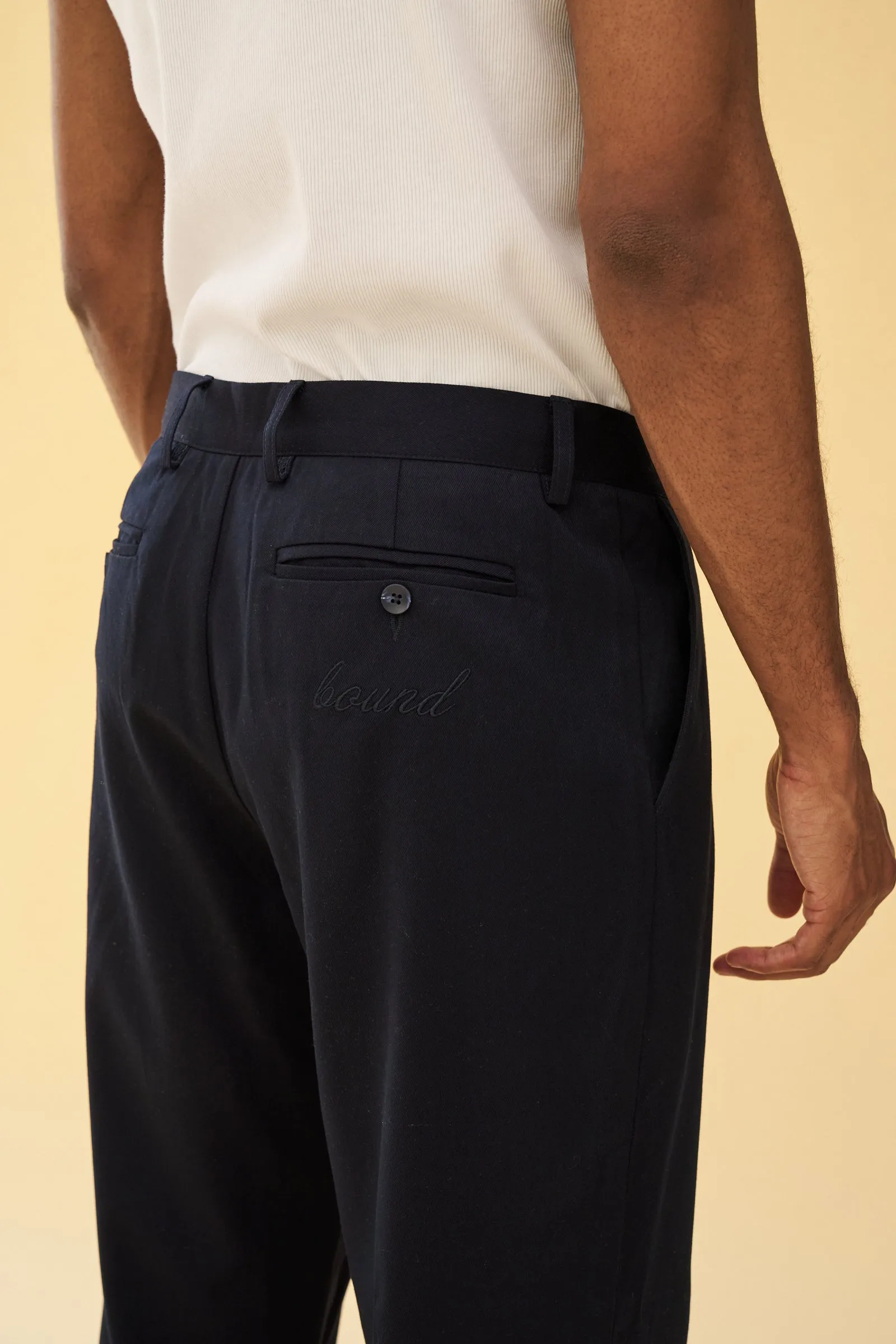 PLEATED SMART TROUSERS - NAVY