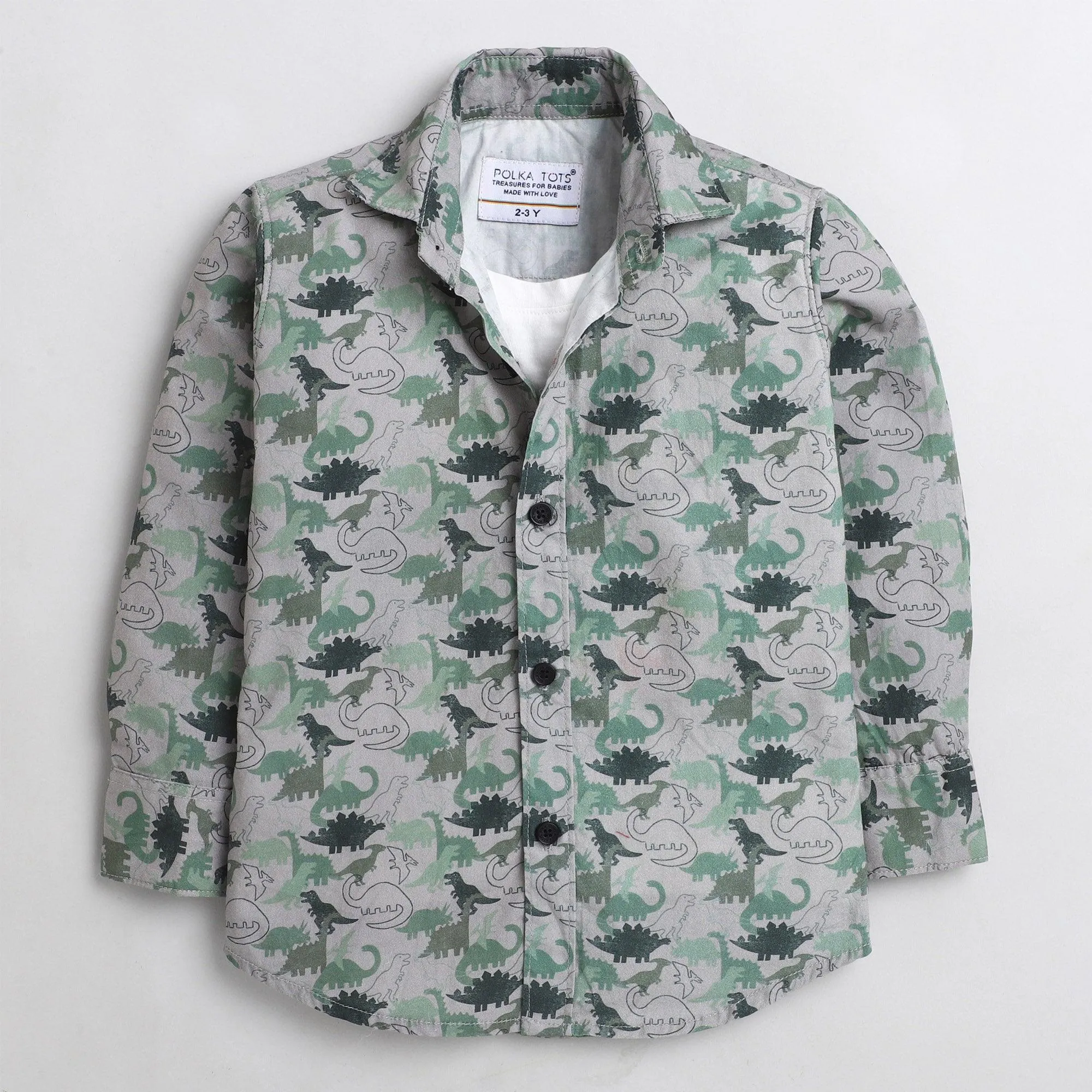 Polka Tots camofledge shirt dinosaur tshirt shirt - green