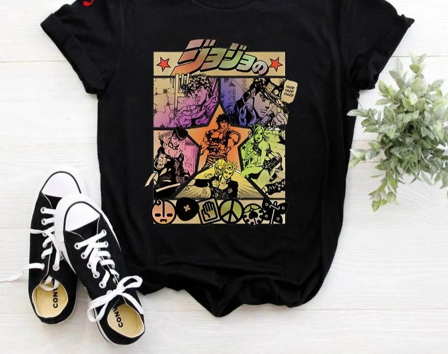 Printed Black T-Shirt Jojo's Bizarre Adventure