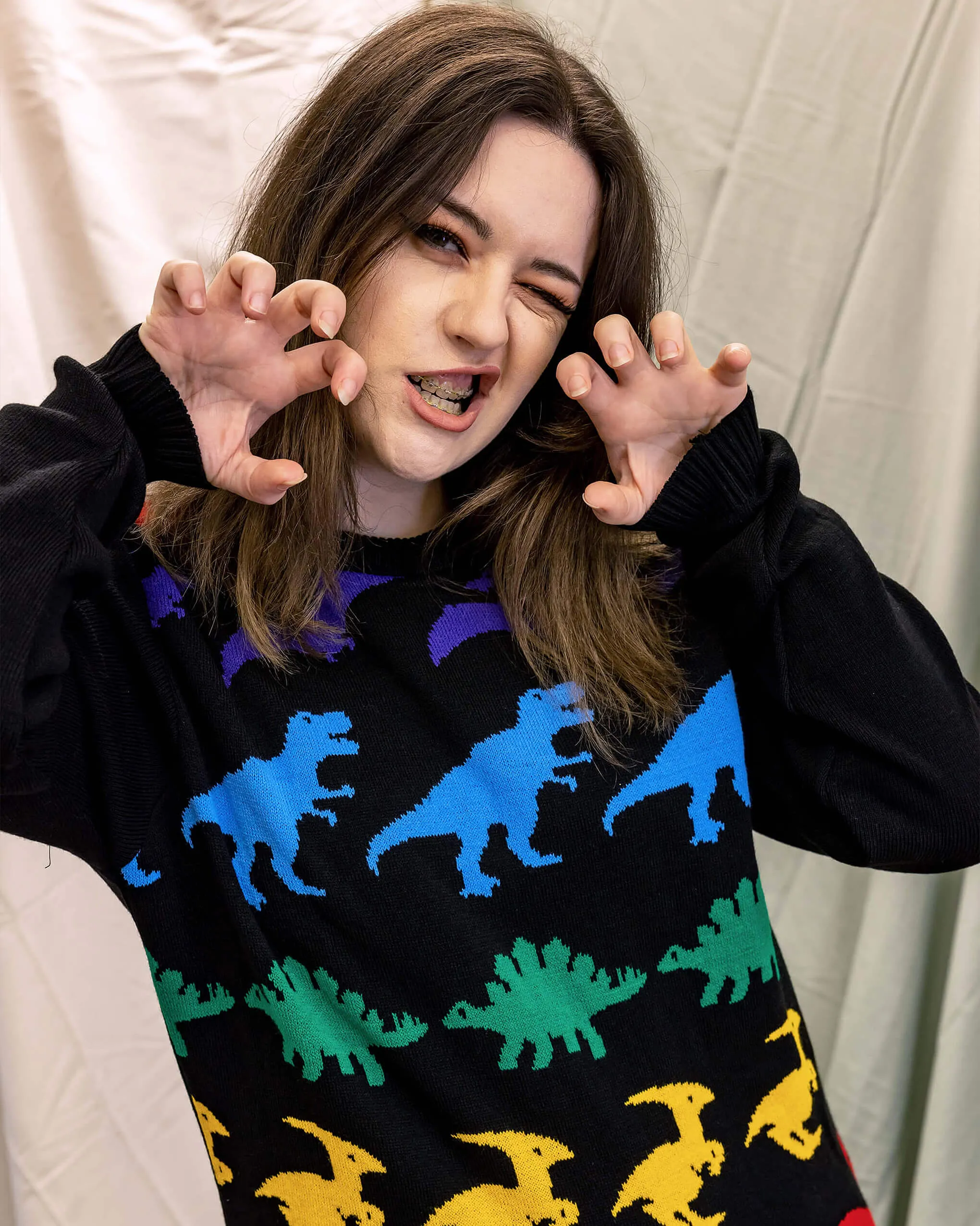 Rainbow Dinosaur Mash Up Jumper