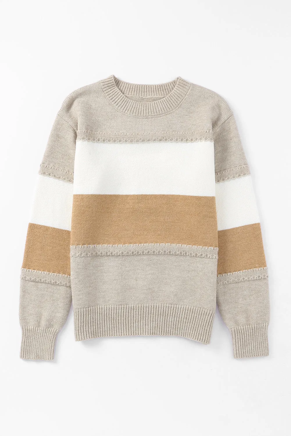 Stripe Mock Neck Pullover Sweater