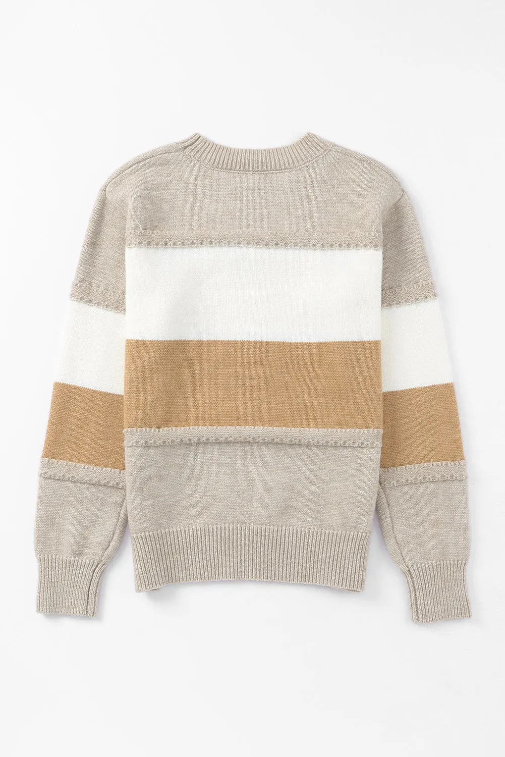 Stripe Mock Neck Pullover Sweater