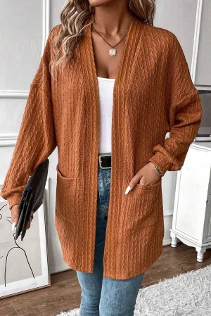 Texture Knit Open Front Cardigan