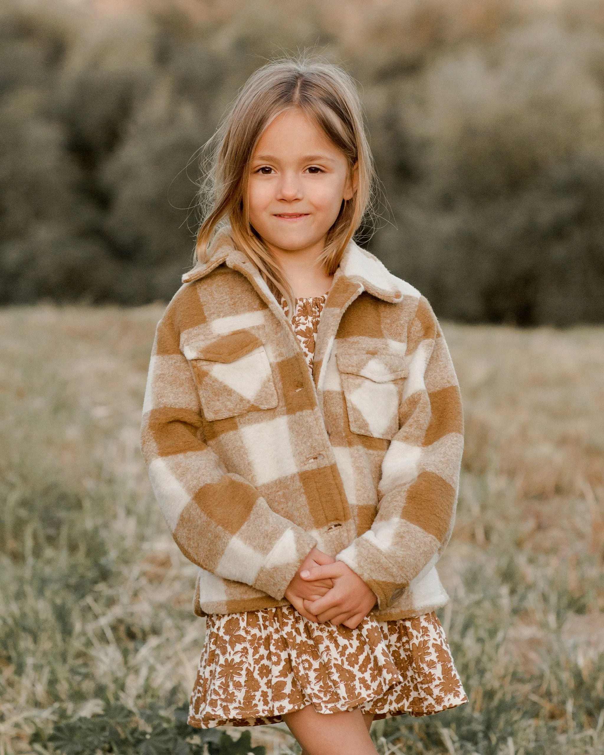 The Shearling Chore Coat by Rylee   Cru - Brass Checker - KIDS