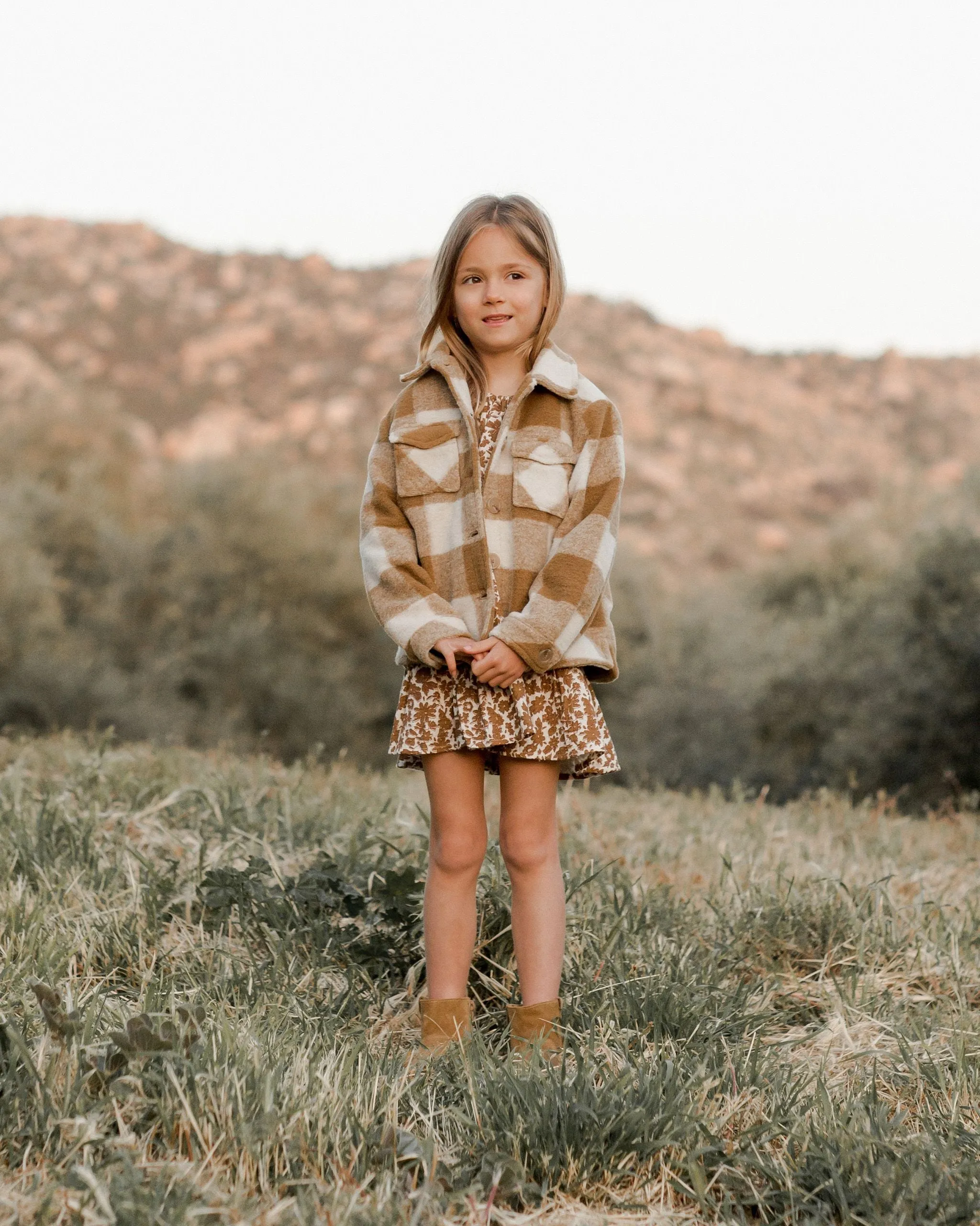 The Shearling Chore Coat by Rylee   Cru - Brass Checker - KIDS