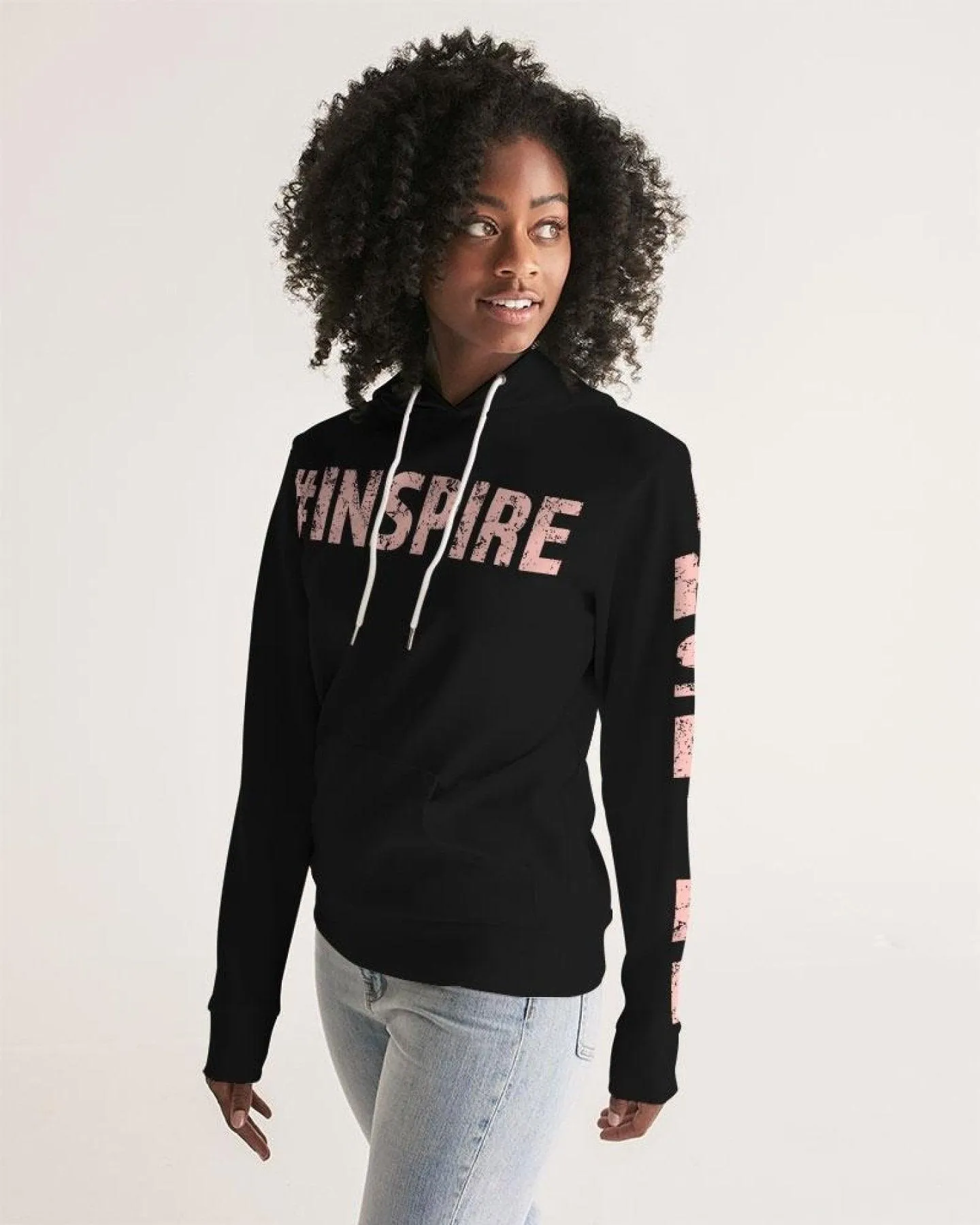 Womens Hoodie - Pullover Hooded Sweatshirt - Pink Graphic / Inspire