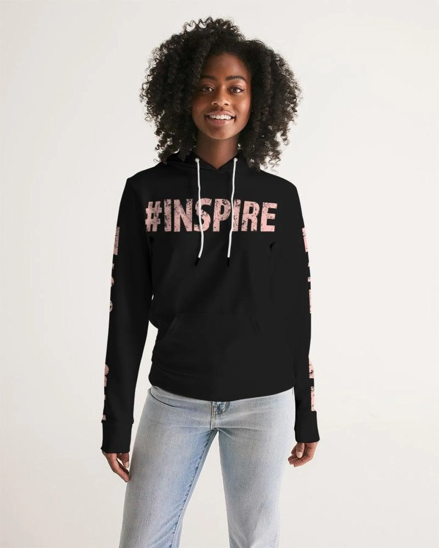 Womens Hoodie - Pullover Hooded Sweatshirt - Pink Graphic / Inspire