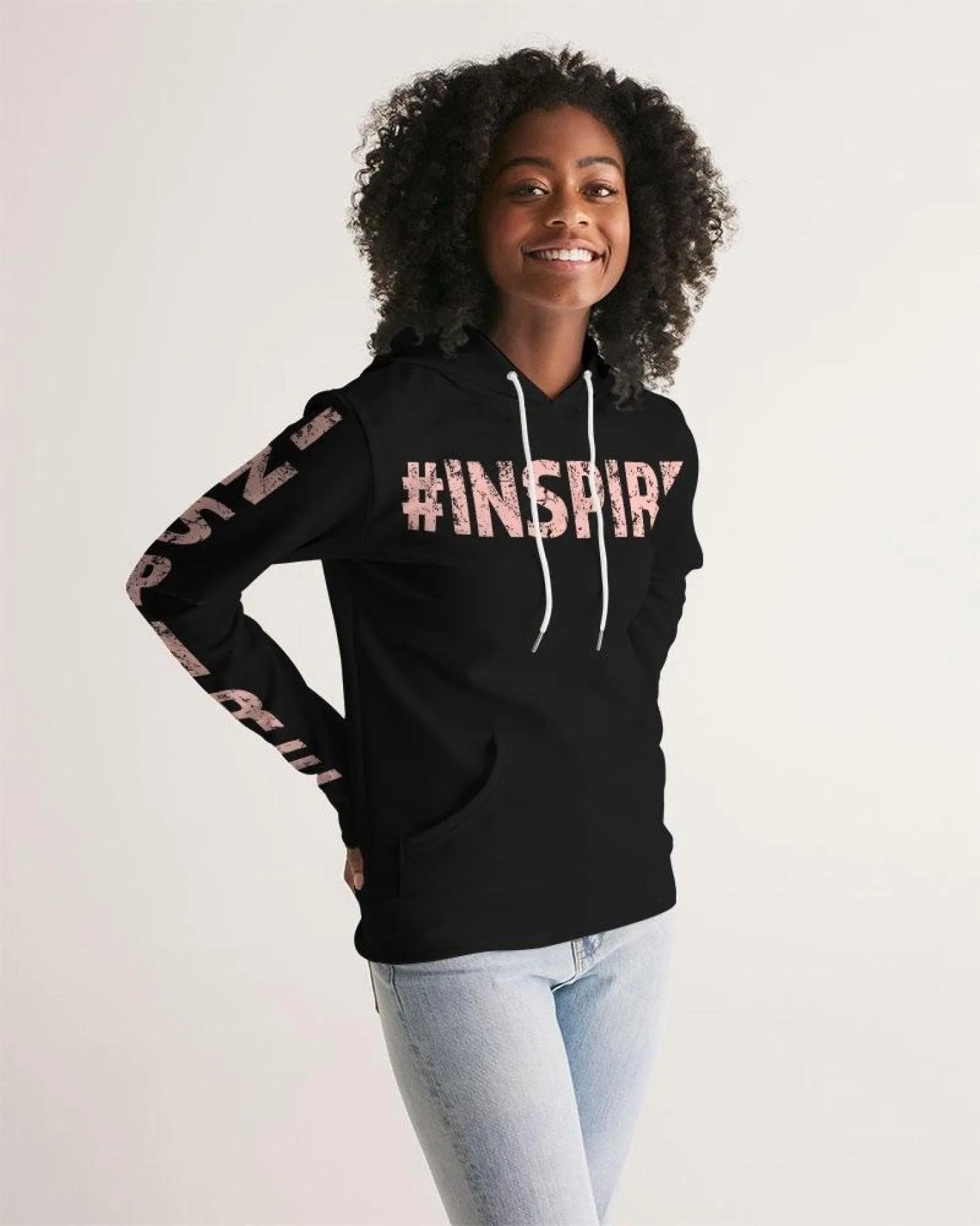 Womens Hoodie - Pullover Hooded Sweatshirt - Pink Graphic / Inspire